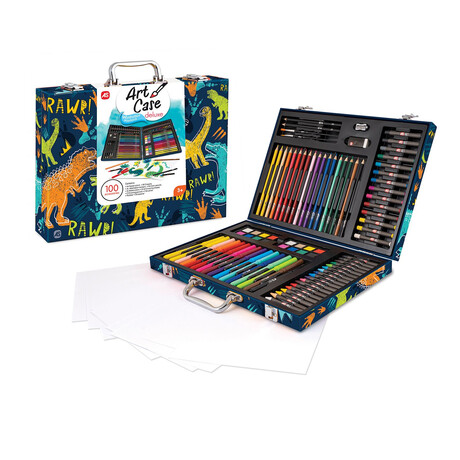 AS Κασετίνα Ζωγραφικής Ξύλινη Deluxe Δεινόσαυρος Με 100 Αξεσουάρ Για 3+ Χρονών (Αγγλική Συσκευασία)