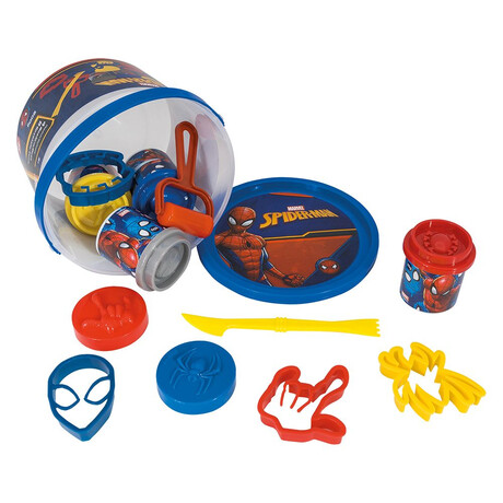 AS Πλαστελίνη Marvel Spiderman Κουβαδάκι Με 4 Βαζάκια Και 8 Εργαλεία 200g 3+ Χρονών