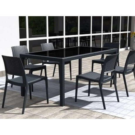 TAHITI DARK GREY 180Χ94Χ75εκ. ΤΡΑΠΕΖΙ ΜΕ ΤΖΑΜΙ ΠΟΛ/ΝΙΟΥ