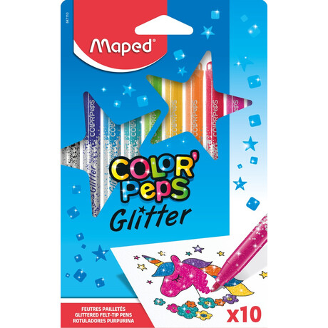 Μαρκαδοροι με Glitter x 10 σε Χαρτινο Koyti