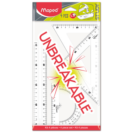 Σετ 4 tem με 20 cm Χαρακα Unbreakable Διαφανης