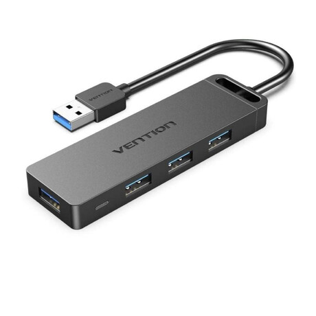 Vention 4-Port usb 3.0 hub With Power Supply 0.15m Black (Chlbb) (Venchlbb)