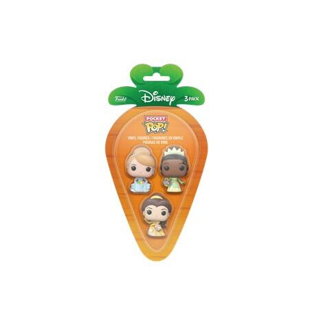 Funko 3-Pack Carrot Pocket Pop!: Disney Princess - Cinderella / Tiana / Bella Vinyl Figures