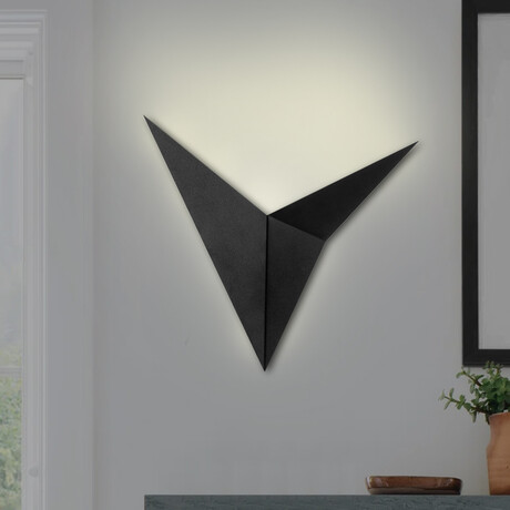 Απλίκα Τοίχου Bird Megapap Μεταλλική Χρώμα Μαύρο 34x5x34εκ.