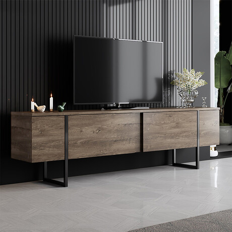 Έπιπλο Τηλεόρασης Luxe Megapap Χρώμα Καρυδί 180x30x50εκ.
