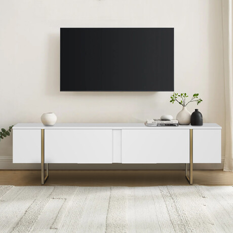 Έπιπλο Τηλεόρασης Luxe Megapap Χρώμα Λευκό - Χρυσό 180x30x50εκ.