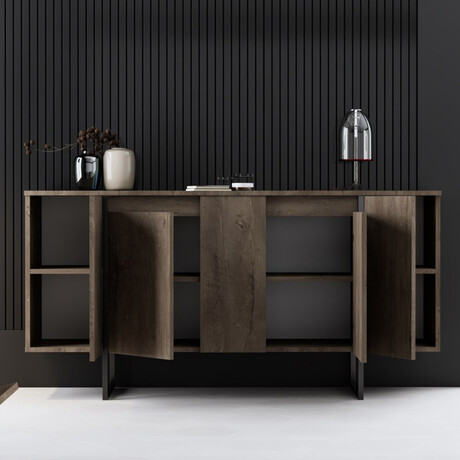 Μπουφές Luxe Megapap Χρώμα Καρυδί 160x35x80εκ.