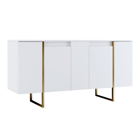Μπουφές Luxe Megapap Χρώμα Λευκό - Χρυσό 160x35x80εκ.
