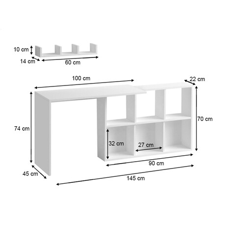 Γραφείο Εργασίας Blake Megapap Χρώμα Λευκό 145x45x74εκ. Γραφείο Εργασίας Blake Megapap Χρώμα Λευκό 145x45x74εκ.