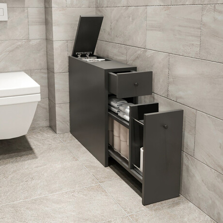 Ντουλάπι Μπάνιου Calencia Megapap Χρώμα Ανθρακί 20x60x55εκ. Ντουλάπι Μπάνιου Calencia Megapap Χρώμα Ανθρακί 20x60x55εκ.