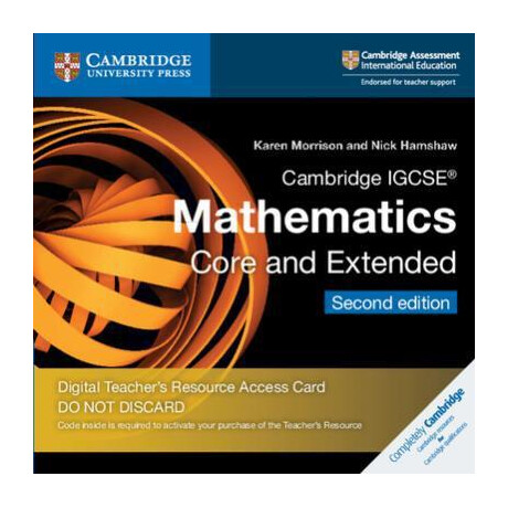 Cambridge Igcse (r) Mathematics Core and Extended Cambridge Elevate Teacher's Resource Access Card