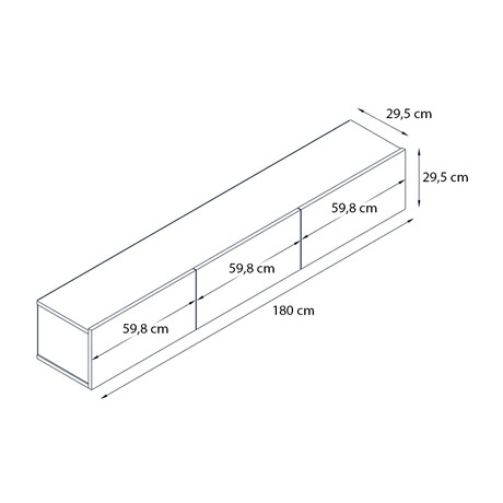 Έπιπλο Τηλεόρασης Επιτοίχιο Damla Megapap με led Χρώμα Sapphire oak - Μαύρο 180x29,5x29,5εκ.