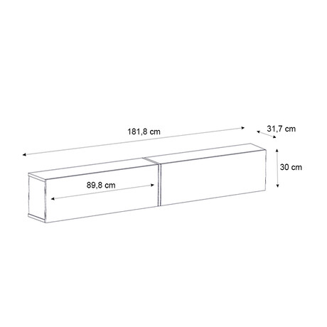 Έπιπλο Τηλεόρασης Επιτοίχιο Figure Megapap με led Χρώμα Μαύρο εφέ Μαρμάρου 181,8x31,7x30εκ.