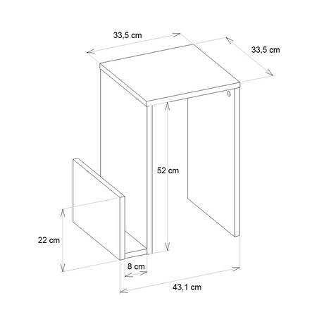Τραπεζάκι Βοηθητικό Regnar Megapap Χρώμα Rebab 43,1x33,5x52εκ.