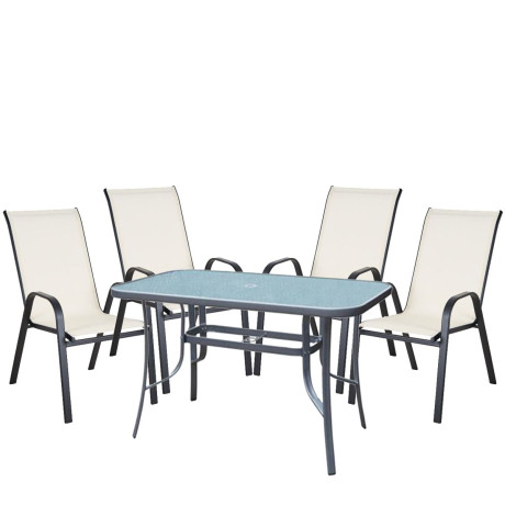 Σετ Τραπεζαρία Κήπου ArteLibre SUN Μέταλλο Γκρι/Κρεμ Με 4 Πολυθρόνες