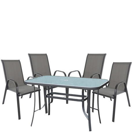 Σετ Τραπεζαρία Κήπου ArteLibre SUN Μέταλλο Γκρι Με 4 Πολυθρόνες 14990110