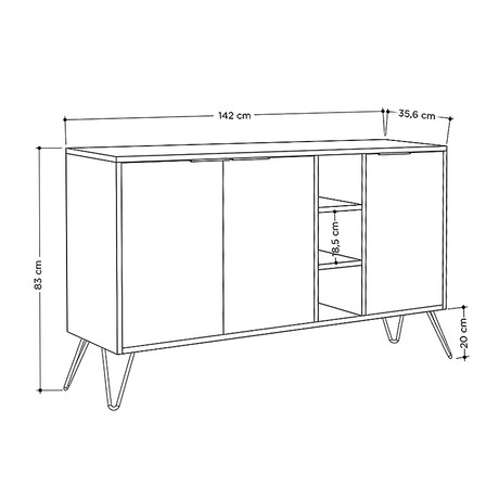Μπουφές Clara Megapap Χρώμα Ανοιχτό Καρυδί 142x35,6x83εκ.