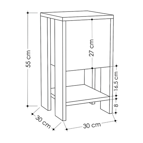Κομοδίνο ema Megapap Χρώμα Μαύρο 30x30x55εκ.