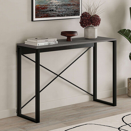 Κονσόλα Archie Megapap Χρώμα Γκρι Ρετρό - Μαύρο 110x35x75εκ.