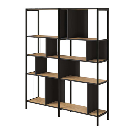 Βιβλιοθήκη Maxi Megapap Χρώμα Sapphire oak - Silky Black 144x35x175εκ.