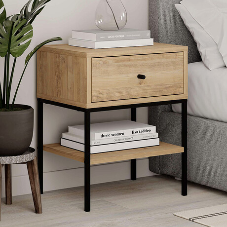 Κομοδίνο Lisa Megapap Χρώμα Saphhire oak 45x35x56εκ.