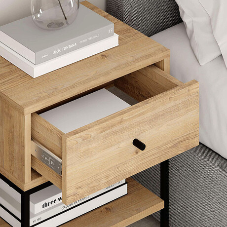 Κομοδίνο Lisa Megapap Χρώμα Saphhire oak 45x35x56εκ.