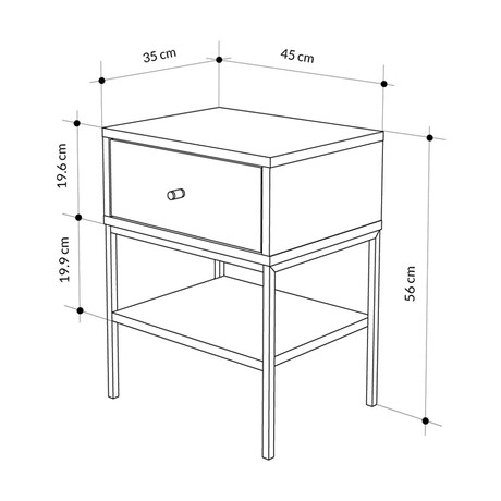 Κομοδίνο Lisa Megapap Χρώμα Saphhire oak 45x35x56εκ.