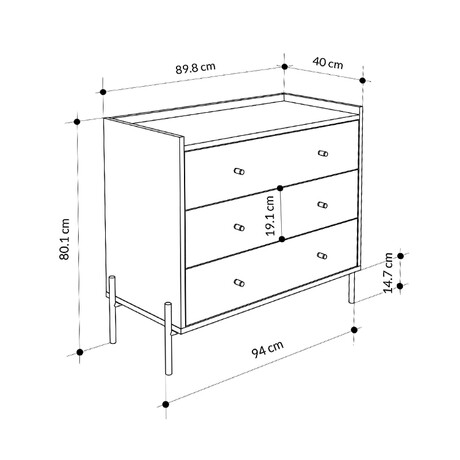 Συρταριέρα Dresser Megapap Χρώμα Sapphire oak 94x40x80,1εκ.