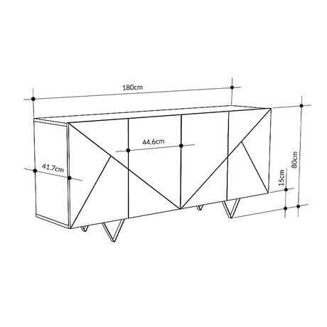 Μπουφές Jakomen Megapap Χρώμα Ανοιχτό Καρυδί 180x41,7x80εκ.