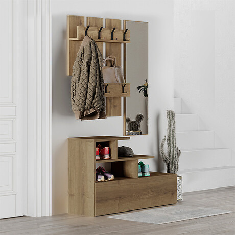 Έπιπλο Εισόδου Vesty Megapap Χρώμα Ανοιχτό Καρυδί 100x30x61εκ.