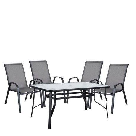 Σετ Τραπεζαρία Κήπου ArteLibre SUN Μέταλλο Μαύρο/Γκρι Με 4 Πολυθρόνες 14990067