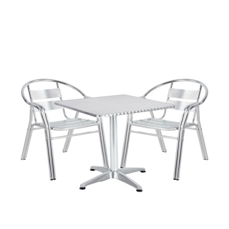 Σετ Τραπεζαρία Κήπου ArteLibre CALLISTO Αλουμίνιο Ασημί Με 2 Πολυθρόνες 14990103