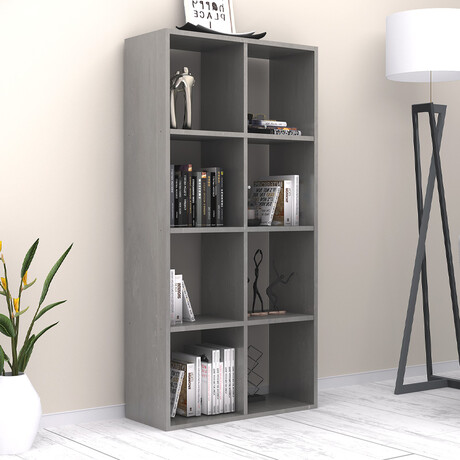 Βιβλιοθήκη Anser Megapap Χρώμα Γκρι Σκυροδέματος 69,8x29x142εκ.
