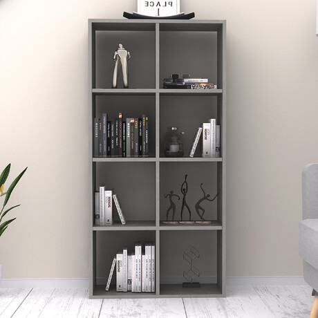 Βιβλιοθήκη Anser Megapap Χρώμα Γκρι Σκυροδέματος 69,8x29x142εκ.