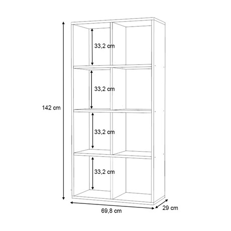 Βιβλιοθήκη Anser Megapap Χρώμα Γκρι Σκυροδέματος 69,8x29x142εκ.