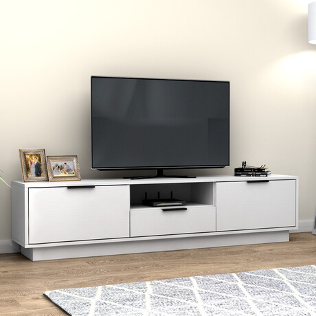 Έπιπλο Τηλεόρασης Mensa Megapap Χρώμα Λευκό 180x35x43cm.