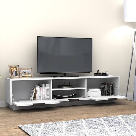 Έπιπλο Τηλεόρασης Mensa Megapap Χρώμα Λευκό 180x35x43cm.