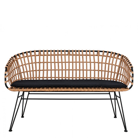 Καναπές Κήπου ArteLibre ARVENIUS Φυσικό/Μαύρο Rattan 124x57x77cm