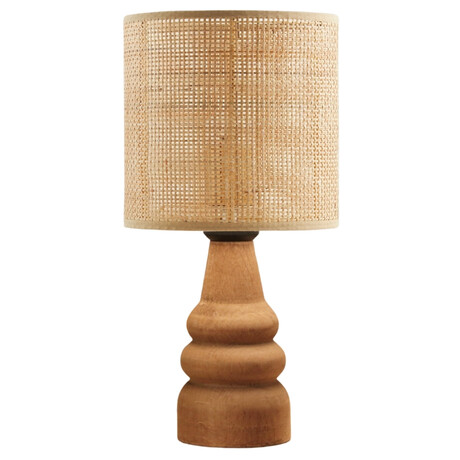 Φωτιστικό Επιτραπέζιο Tino Megapap e27 pe Rattan - Ξύλο Χρώμα Φυσικό Ø15x32εκ.