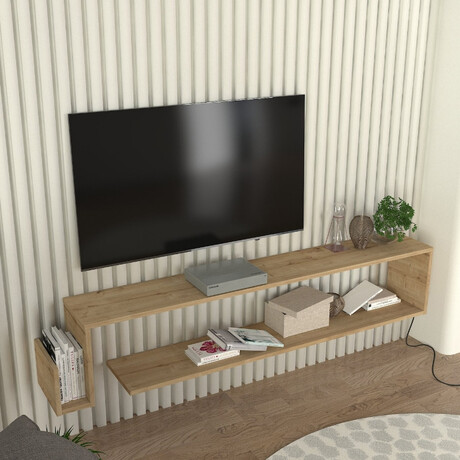 Έπιπλο Τηλεόρασης Επιτοίχιο Regnar Megapap Χρώμα Sapphire oak 168,6x25x31,8εκ.