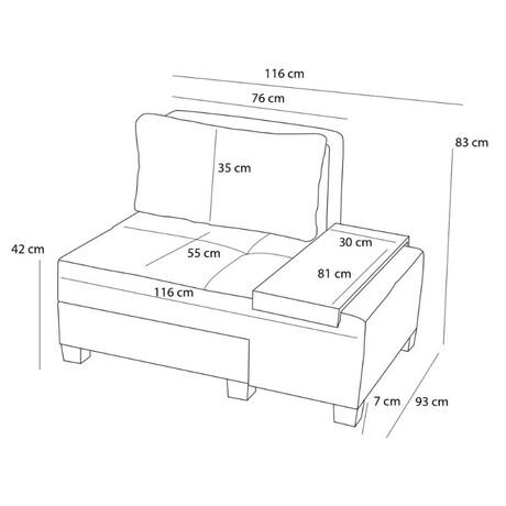 Πολυθρόνα - Κρεβάτι Perenna Megapap Υφασμάτινη Χρώμα Ανθρακί 116x93x83εκ.