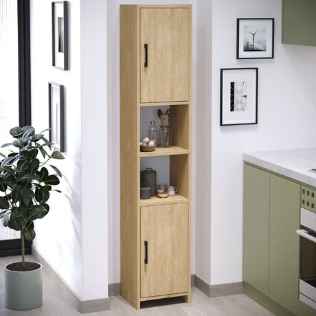 Ντουλάπι Κουζίνας - Μπάνιου Hobbes Megapap Χρώμα Sapphire oak 35x30x182,3εκ.