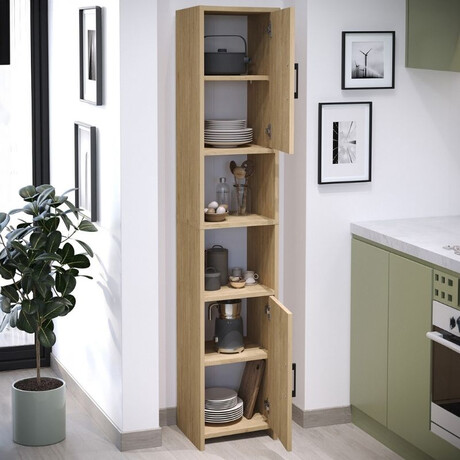 Ντουλάπι Κουζίνας - Μπάνιου Hobbes Megapap Χρώμα Sapphire oak 35x30x182,3εκ.