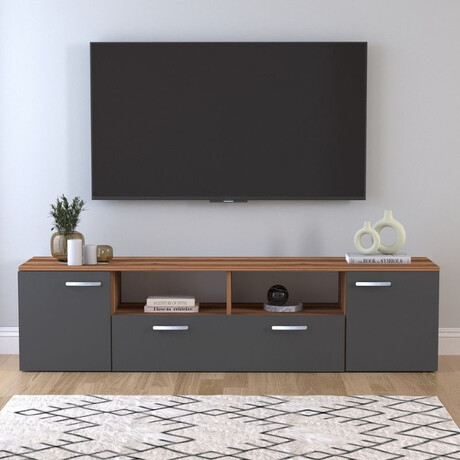 Έπιπλο Τηλεόρασης Girit Megapap Χρώμα Καρυδί - Ανθρακί 181,3x41x46,2εκ.