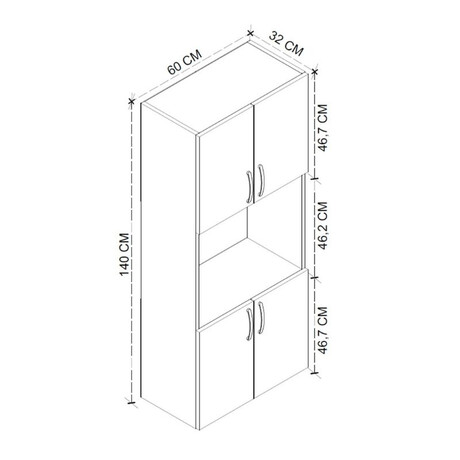 Ντουλάπα Κουζίνας Armado Megapap Χρώμα Ανθρακί 60x32x140εκ.