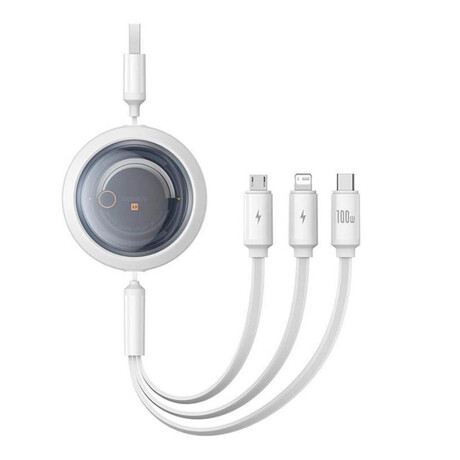 Baseus 3-in-1 Free2draw usb to M+l+c 100w Cable 1.1 m White (P10368700211-02) (Basp10368700211-02)