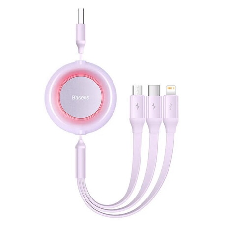 Baseus Καλώδιο usb 3σε1 για Microusb/usb-C/lightning Bright Mirror 2 1.1m Λιλά (Camj010005) (Bascamj010005)