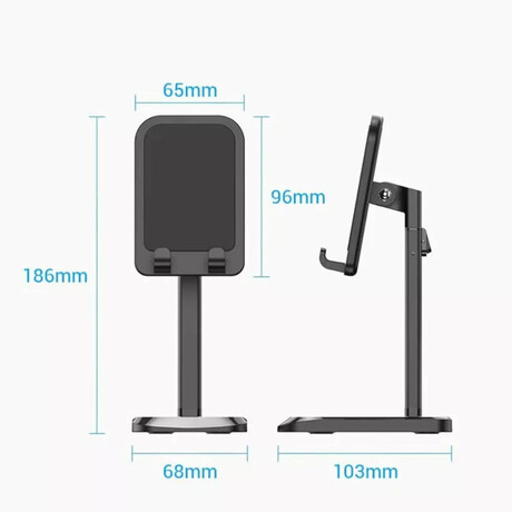 Vention Height Adjustable Desktop Smartphone Stand Black Aluminum Alloy Type (Kcqb0) (Venkcqb0)