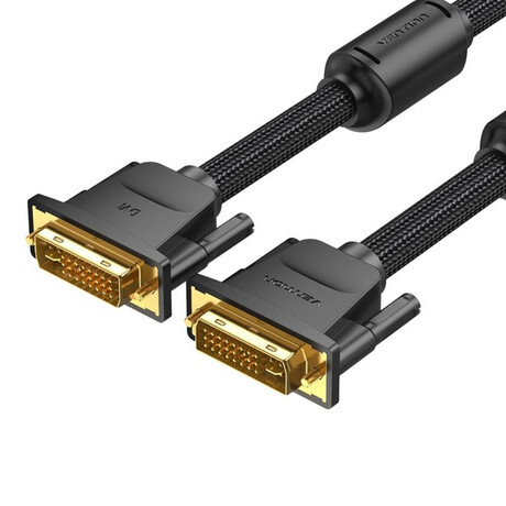 Vention Cotton Braided dvi-d (24+1) Male to Male Cable 3m Black (Eaebi) (Veneaebi)