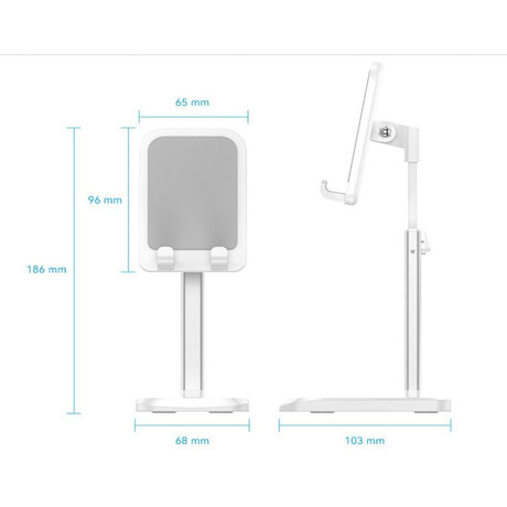 Vention Height Adjustable Desktop Smartphone Stand White Aluminum Alloy Type (Kcqw0) (Venkcqw0)